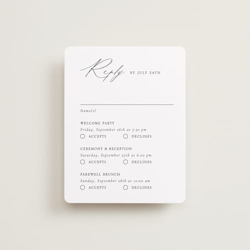 This is a cotton rsvp cards with standard by Vanessa Doyle called contemporary printing on signature in standard