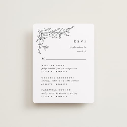 This is a alpine rsvp cards with standard by Pixel and Hank called floral cascade printing on signature in standard