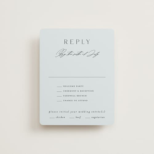 This is a sky rsvp cards with standard by Kelly Schmidt called merryvale printing on signature in standard