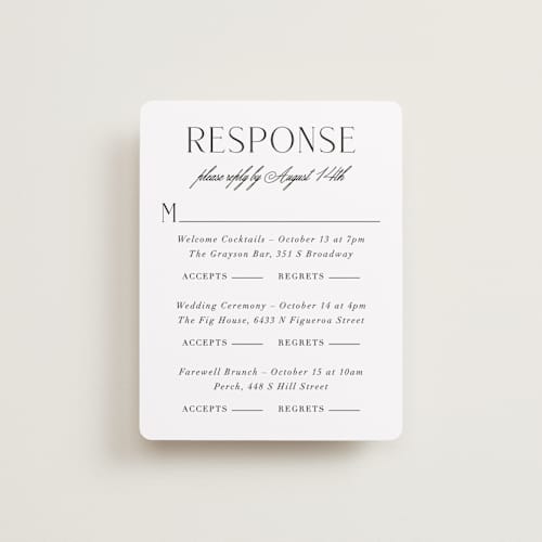 This is a caviar rsvp cards with standard by Olivia Raufman called grand scale printing on signature in standard