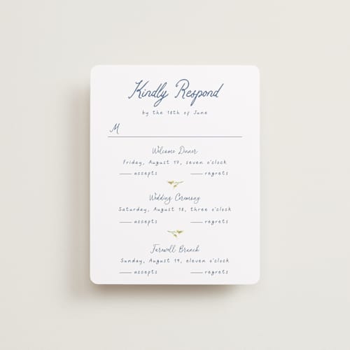 This is a ivory rsvp cards with standard by frau brandt called wildflower romance printing on signature in standard
