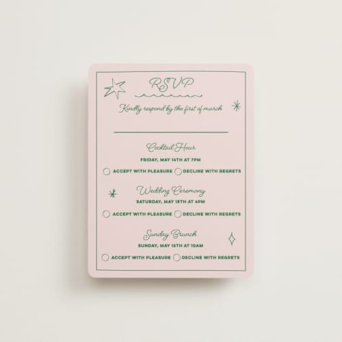 This is a avocado rsvp cards with standard by Helena Vitto called crazy little thing called love printing on signature in standard