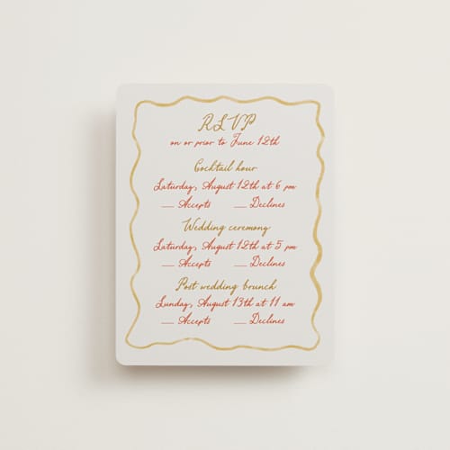 This is a sunset rsvp cards with standard by Maja Cunningham called chantilly printing on signature in standard