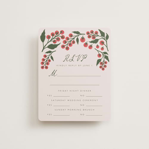 This is a tomato rsvp cards with standard by Katharine Watson called cherry tomatoes printing on signature in standard