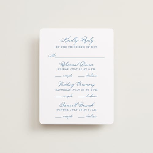 This is a capri rsvp cards with standard by Creo Study called royalty printing on signature in standard