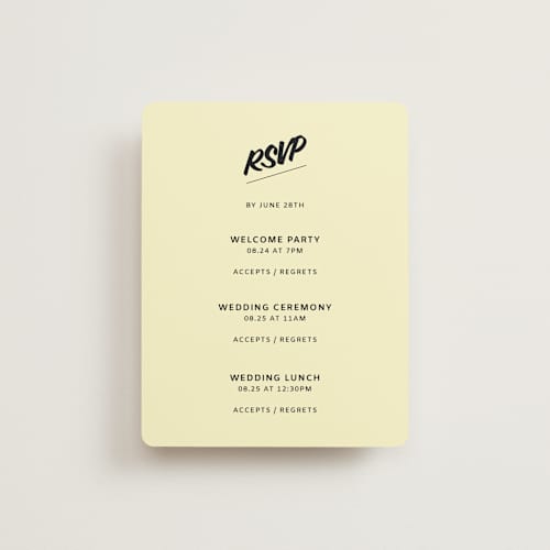 This is a butter rsvp cards with standard by Studio Suku called courthouse printing on signature in standard