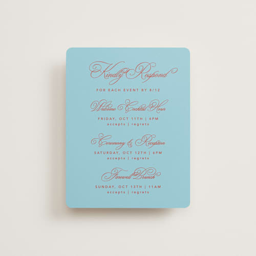 This is a sky rsvp cards with standard by Kelly Watkins called vivid printing on signature in standard