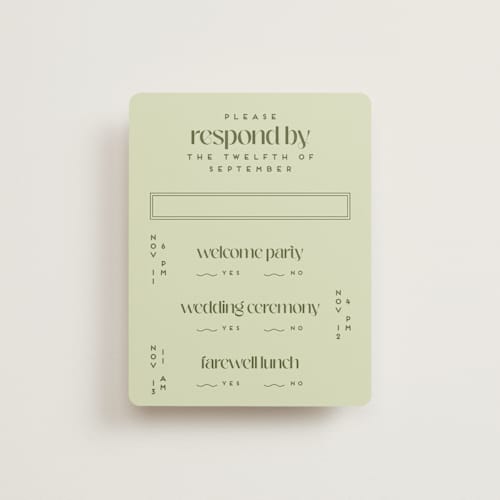 This is a kiwi rsvp cards with standard by Claudia Orengo called news! printing on signature in standard