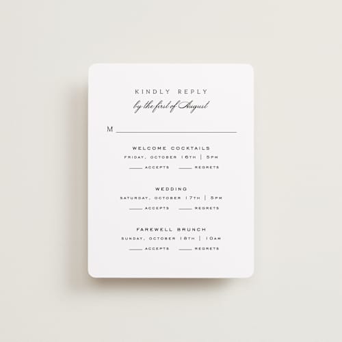 This is a cotton rsvp cards with standard by Amy Kross called aspen knoll printing on signature in standard
