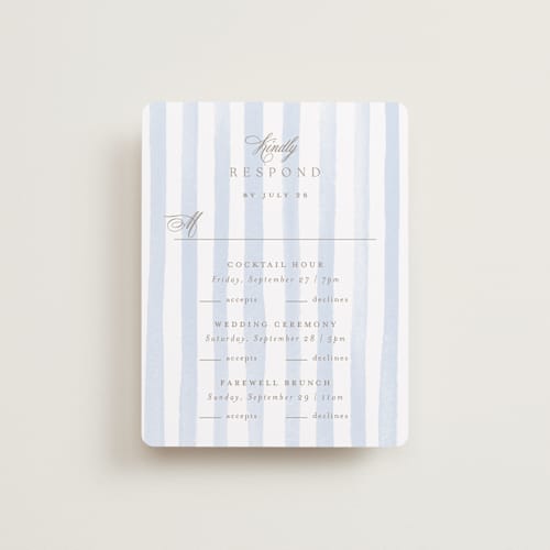 This is a aqua rsvp cards with standard by Jennifer Wick called bristol printing on signature in standard