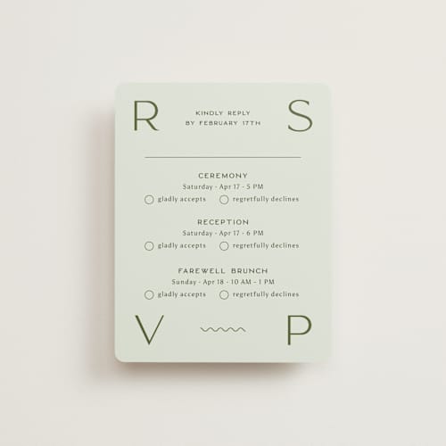 This is a lemongrass rsvp cards with standard by Sam Dubeau called swoon printing on signature in standard