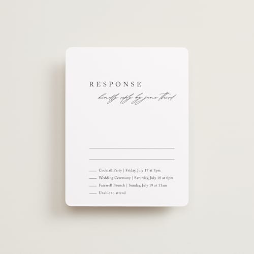 This is a silk rsvp cards with standard by Kelly Schmidt called astoria printing on signature in standard