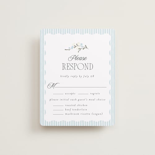 This is a buttermint rsvp cards with standard by Laura Hankins called trailing garden printing on signature in standard