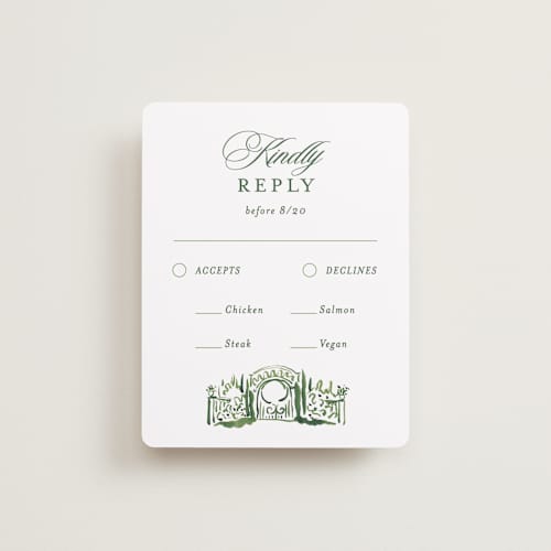 This is a sap rsvp cards with standard by Becky Nimoy called gates and pillars printing on signature in standard