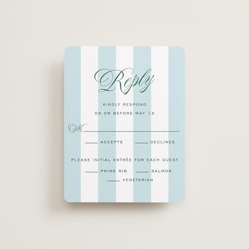 This is a low tide rsvp cards with standard by Susan Zinader called palm stripes printing on signature in standard