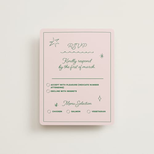 This is a avocado rsvp cards with standard by Helena Vitto called crazy little thing called love printing on signature in standard