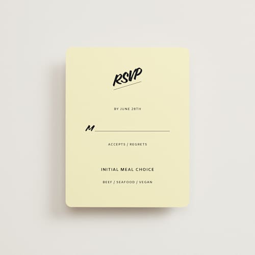 This is a butter rsvp cards with standard by Studio Suku called courthouse printing on signature in standard