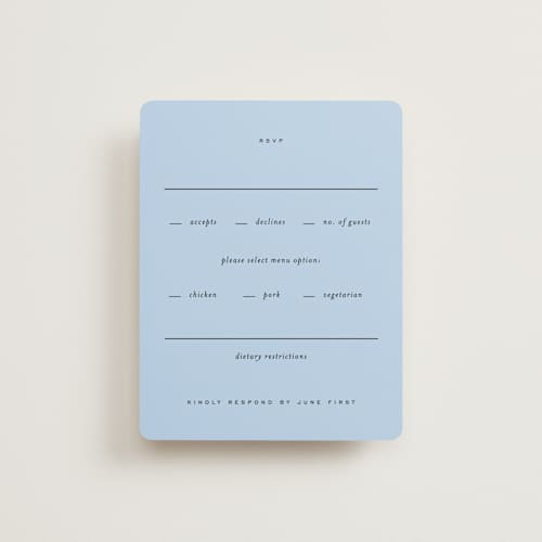 This is a sky rsvp cards with standard by Blustery August called tarte tatin printing on signature in standard