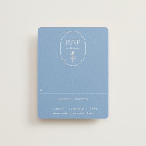 This is a cerulean rsvp cards with standard by Baumbirdy called flora arch printing on signature in standard