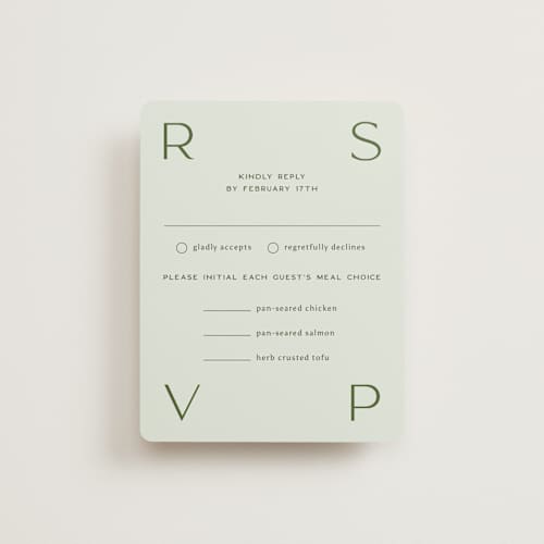 This is a lemongrass rsvp cards with standard by Sam Dubeau called swoon printing on signature in standard