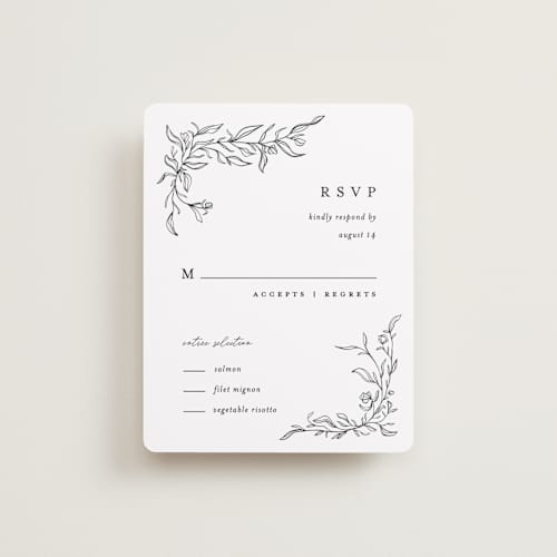 This is a alpine rsvp cards with standard by Pixel and Hank called floral cascade printing on signature in standard