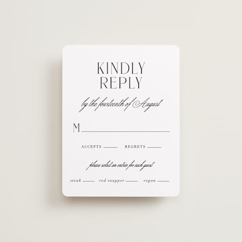 This is a caviar rsvp cards with standard by Olivia Raufman called grand scale printing on signature in standard