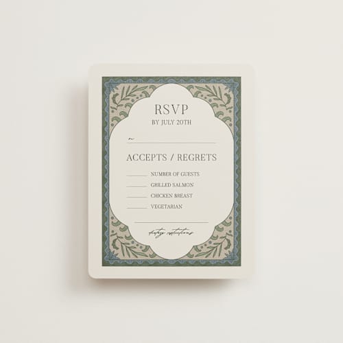 This is a robin's egg rsvp cards with standard by Jen Owens called century printing on signature in standard