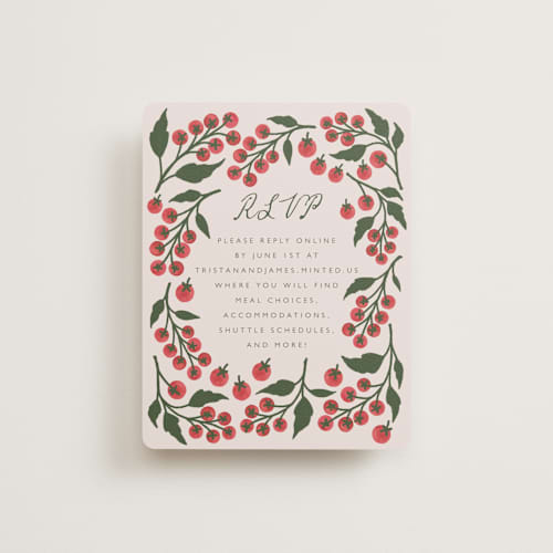 This is a tomato rsvp cards with standard by Katharine Watson called cherry tomatoes printing on signature in standard
