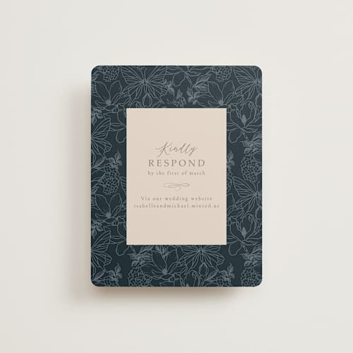 This is a sky rsvp cards with standard by Sabrin Deirani called magnolias printing on signature in standard