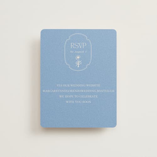 This is a cerulean rsvp cards with standard by Baumbirdy called flora arch printing on signature in standard