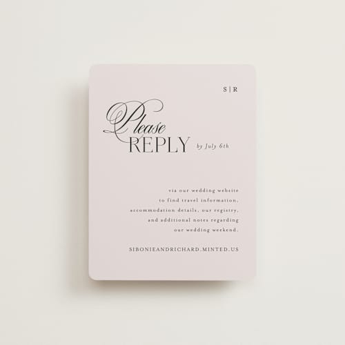 This is a ivory rsvp cards with standard by Melanie Kosuge called sibonie printing on signature in standard