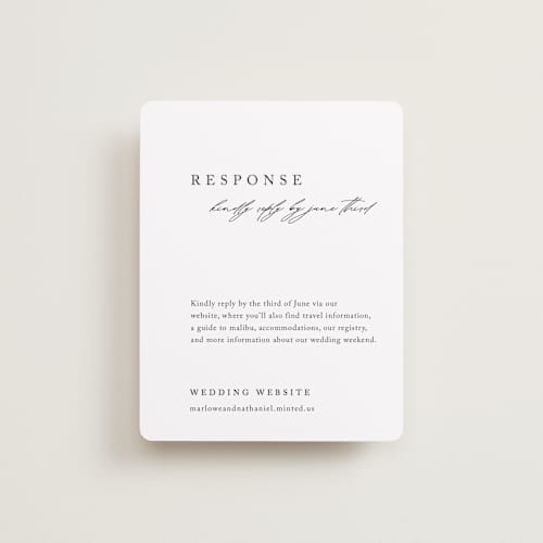 This is a silk rsvp cards with standard by Kelly Schmidt called astoria printing on signature in standard