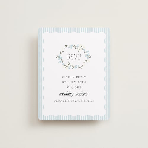 This is a buttermint rsvp cards with standard by Laura Hankins called trailing garden printing on signature in standard