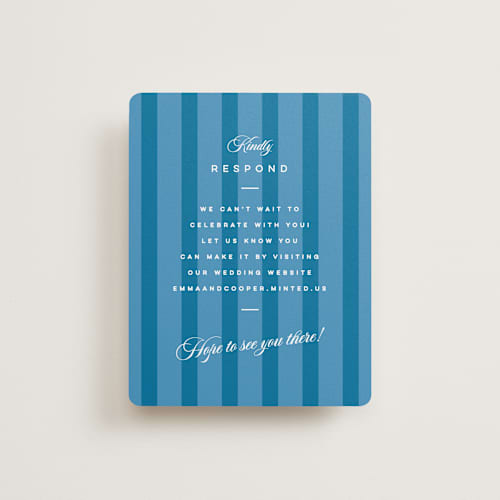 This is a cerulean rsvp cards with standard by Kristie Kern called the emma printing on signature in standard