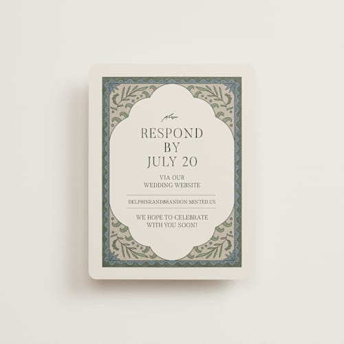 This is a robin's egg rsvp cards with standard by Jen Owens called century printing on signature in standard