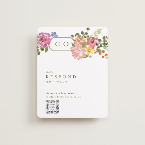This is a summer rsvp cards with standard by Angela Marzuki called garland monogram printing on signature in standard