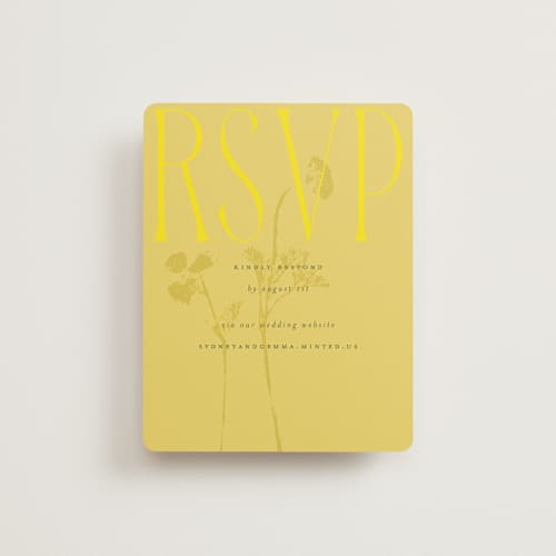 This is a island citrus rsvp cards with standard by Morgan Kendall called bloom printing on signature in standard