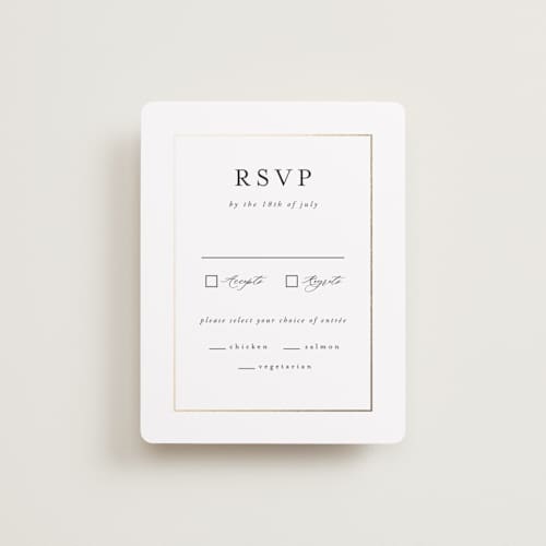 This is a pearl rsvp cards with foil pressed by Nicole Walsh called gilded frame printing on signature in standard