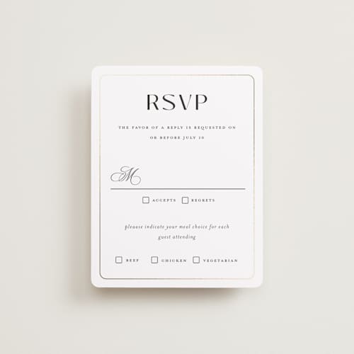 This is a cotton rsvp cards with foil pressed by Christie Garcia called loren printing on signature in standard