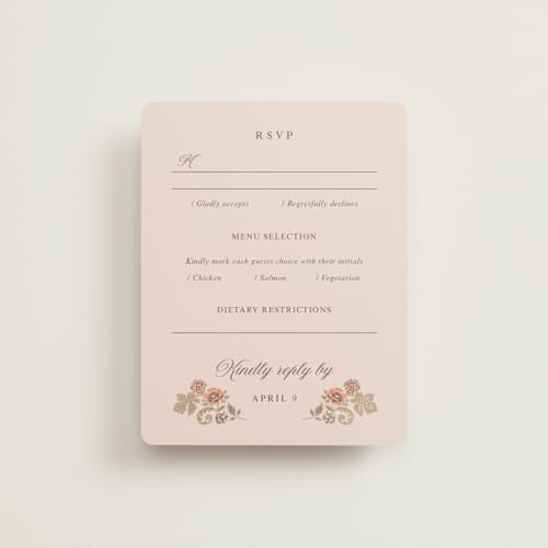 This is a chocolate rsvp cards with foil pressed by Paola Benenati called blooming path printing on signature in standard