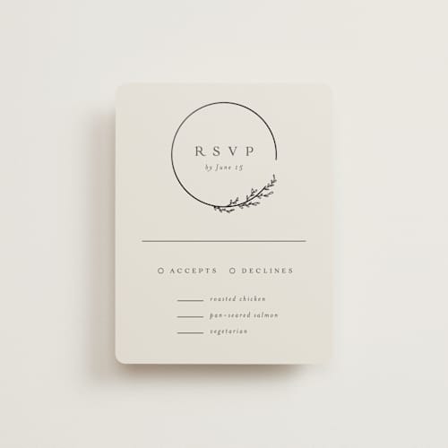 This is a almond rsvp cards with foil pressed by Brianne Larsen called branched printing on signature in standard