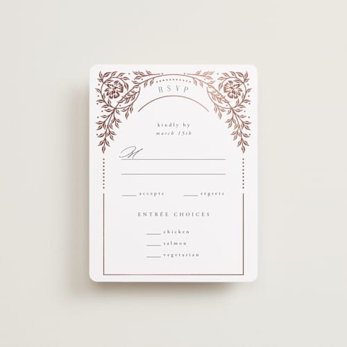 This is a onyx rsvp cards with foil pressed by Ana de Sousa called gilded nouveau frame printing on signature in standard