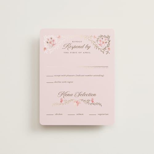 This is a versailles rsvp cards with foil pressed by Claudia Orengo called victorian printing on signature in standard