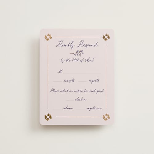 This is a wisteria rsvp cards with foil pressed by Monika Konieczna called together in bloom printing on signature in standard