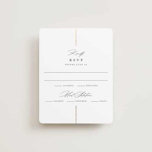 This is a iron rsvp cards with foil pressed by Erica Krystek called formal lines printing on signature in standard