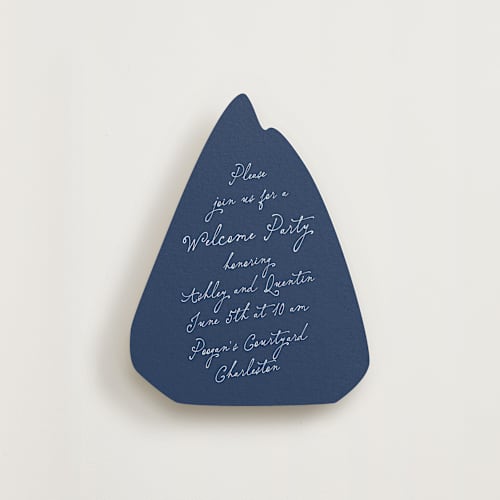 This is a navy insert cards with standard by Angela Garrick called set sail printing on signature in standard