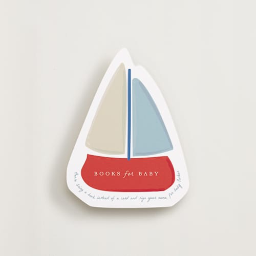 This is a periwinkle insert cards with standard by Angela Thompson called sail boats baby printing on signature in standard