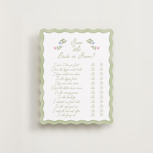 This is a garden bridal shower insert cards with standard by Creo Study called folk garden printing on signature in standard
