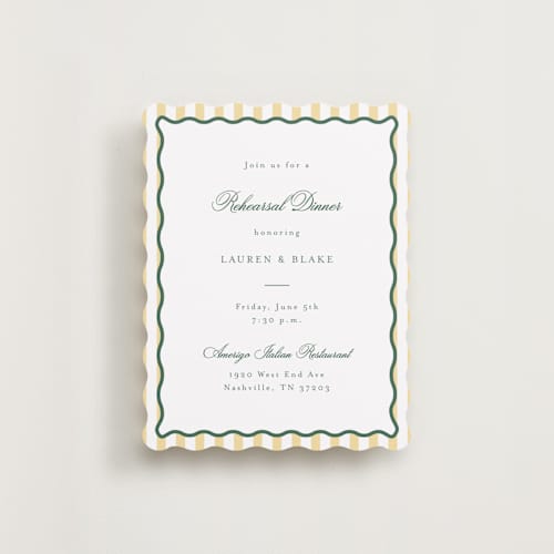 This is a citrine reception cards with standard by Emily Betts called curved frame printing on signature in standard