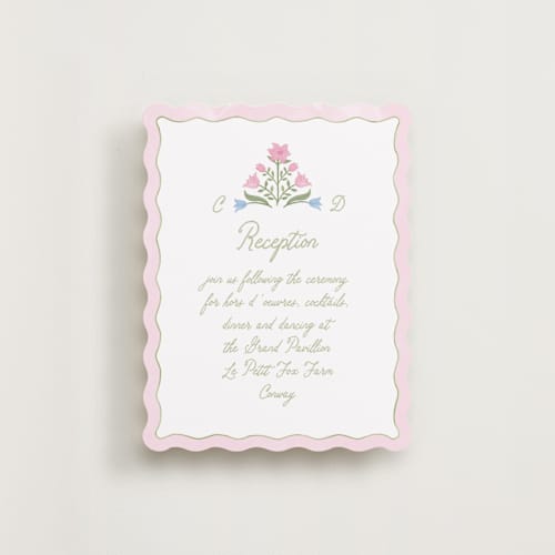 This is a garden reception cards with standard by Creo Study called folk garden printing on signature in standard
